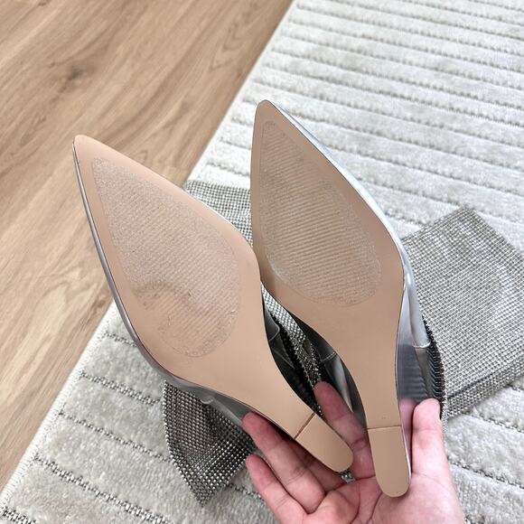 NEW Steve Madden Riski Rhinestone Foldover Tall Wedge Boots in Silver Size 5.5 - Picture 6 of 10